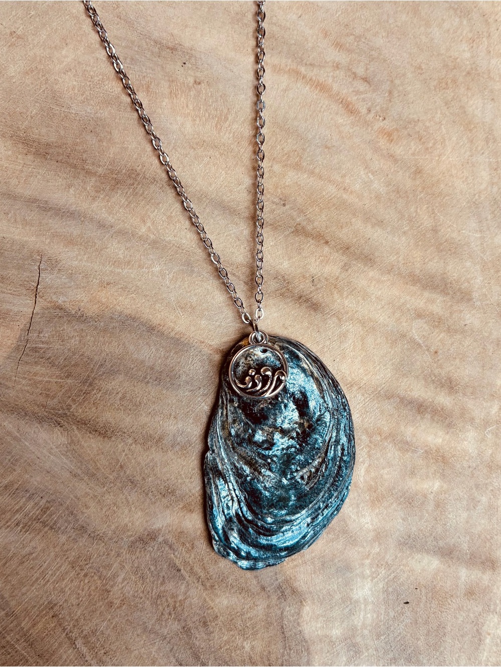 Natural Oyster Shell Necklace Handmade Coastal Beach Ocean Wave Jewelry